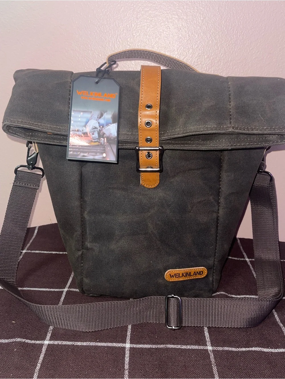 WELKINLAND 6H Insulation Leakproof Waxed Canvas Lunch Bag, Brown Heavy-Duty Lunc
